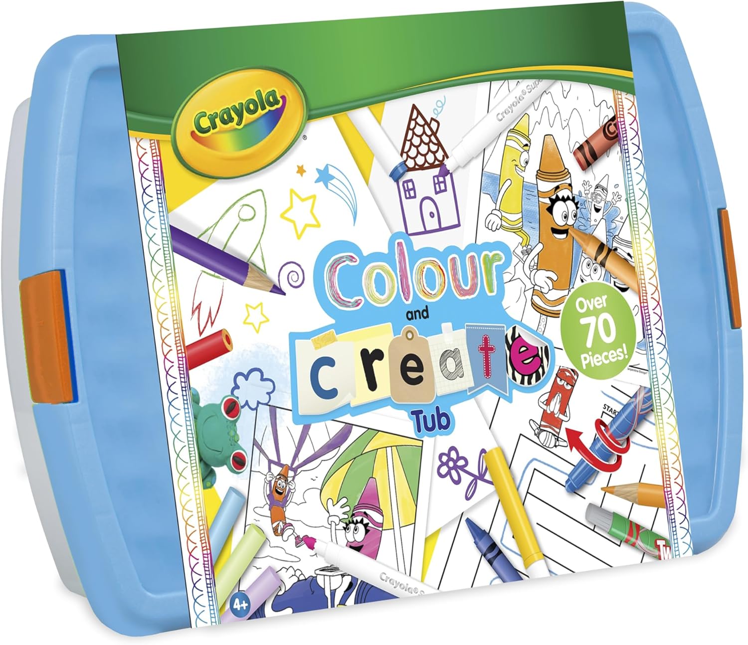 CRAYOLA Colour and Create Tub - Including Crayons, Markers, Pencils, Pens, Chalks, Colouring Book and Stickers, Kids Arts and Crafts, Ideal for Kids Aged 4+