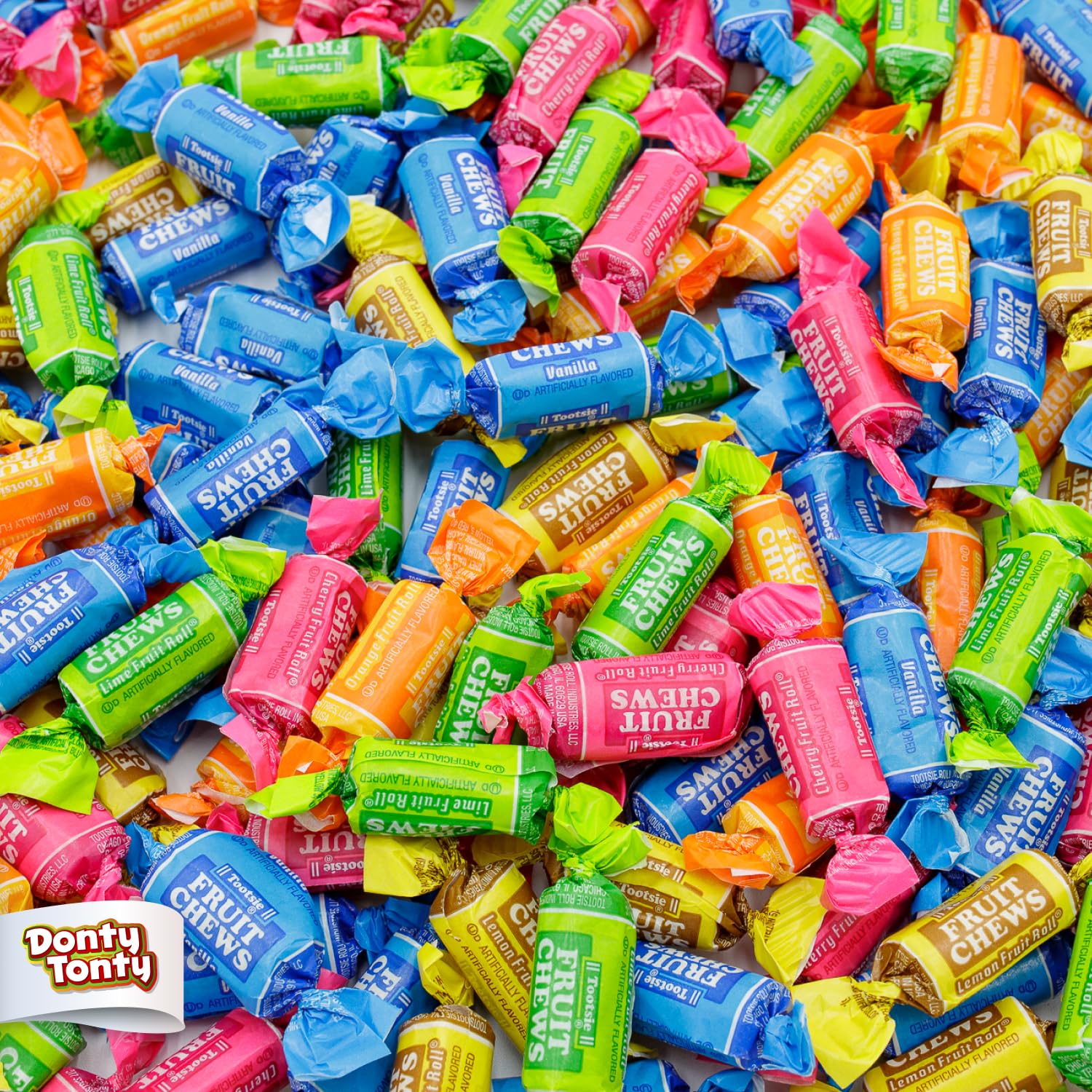 FRUIT CHEWS Candy 1 lb – Bulk Candies in Resealable Bag, Individually Wrapped (68 Pieces), 5 Assorted Flavors, Soft & Fruity, Gluten & Peanut Free