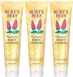 Burt's Bees Stocking Stuffers, Peppermint Foot Lotion, Natural Origin Skin Care Christmas Gifts (3-Pack)