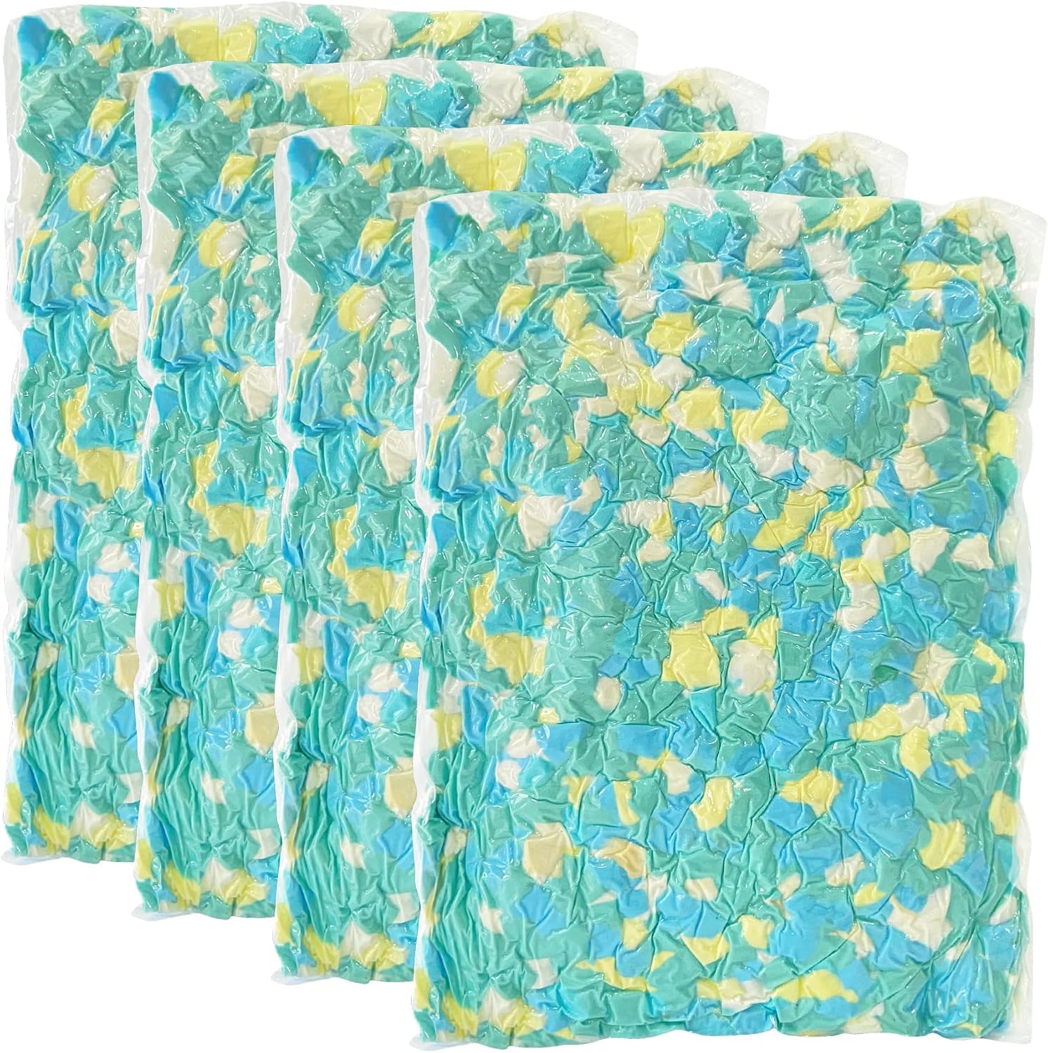 Bean Bag Filler, 20lbs Shredded Memory Foam Stuffing, Filling & Refill for Bean Bag Chairs, Couch Cushions, Punching Bags, Pillows, Sofas, Dog Beds, Multi Color & Shape(Pack of 4)