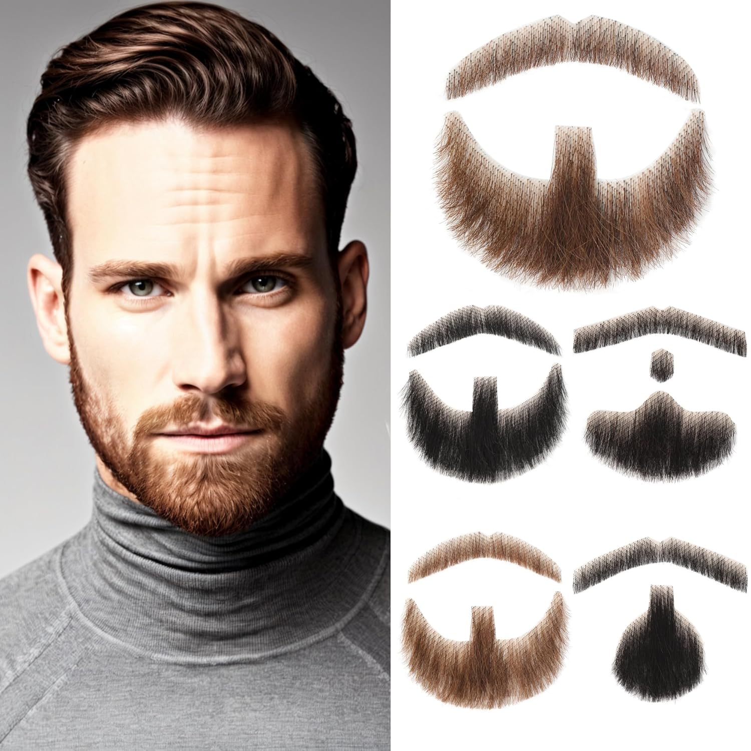 Doremi Fake Goatee Realistic 100% Human Hair Brown Beard Goat Beard Halloween Dressing Men Makeup Entertainment/Drama/Party/Movie