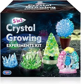 UNGLINGA Crystal Growing Experiment Science Kits for Kids, S.T.E.M Projects Learning Educational Toys Gifts Idea for Boys Girls, Grow 5 Vibrant Crystals Making Kit