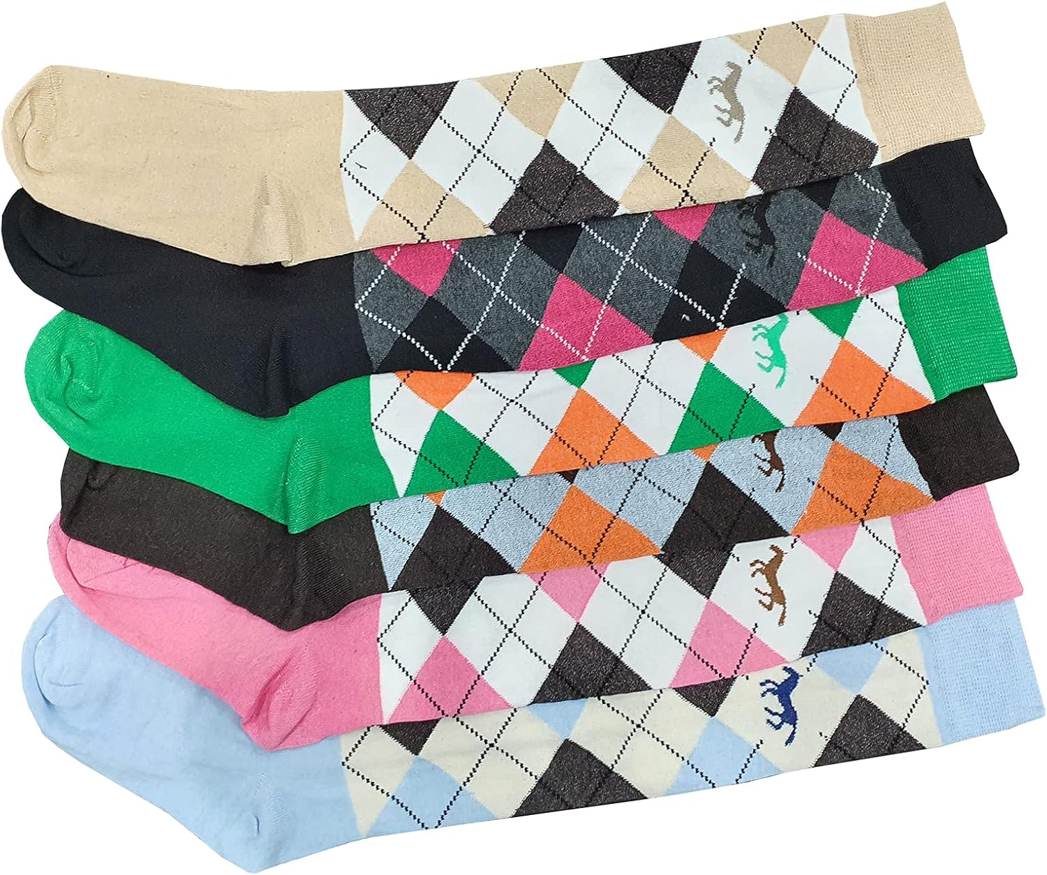 Britwear 6 x Ladies Women Equestrian Horse Riding Socks with Argyle Design