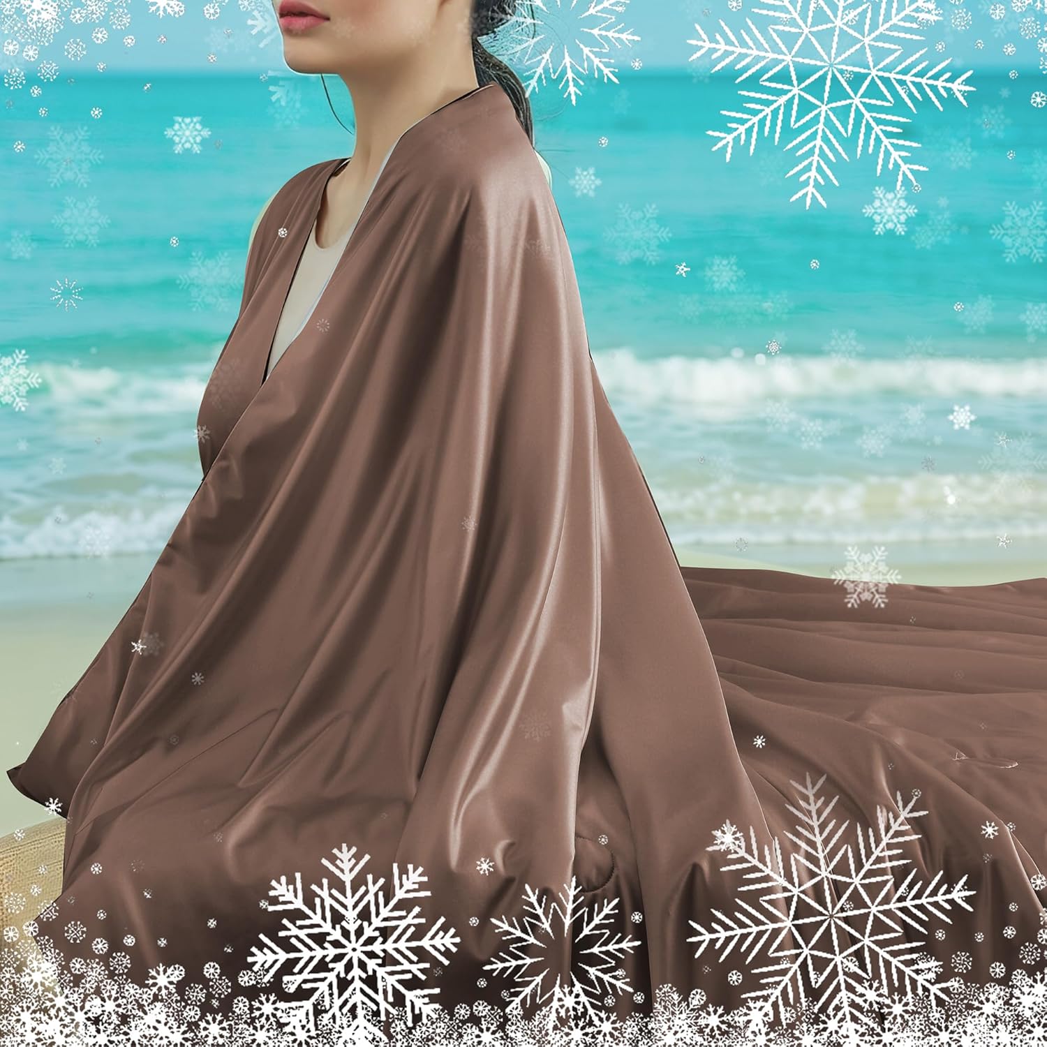 Cooling Blanket Twin Summer Comforter for Hot Sleepers, Silky-Soft & Cool Fiber, Double-Sided Cold Blanket for Night Sweats, Single Size All-Season Comfort, 60" x 80", Terracotta