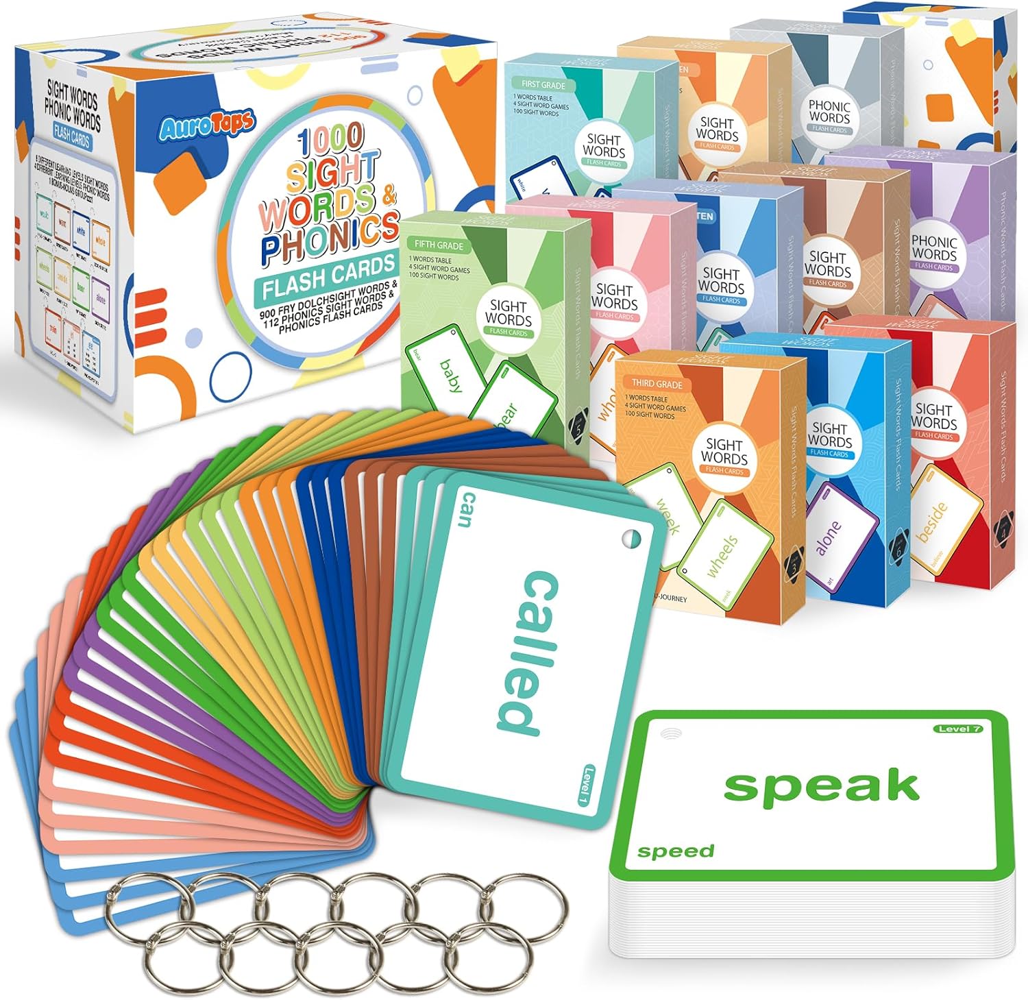 1012 Sight Words/Phonics Flash Cards, Dolch & Fry High Frequency Site Words, Learn to Read CVC Blends,Short/Long Vowel Sounds, Flash Cards Games for PreK Kindergarten 1 2 3 4 5 6 Grade,Kids 4-13 Years