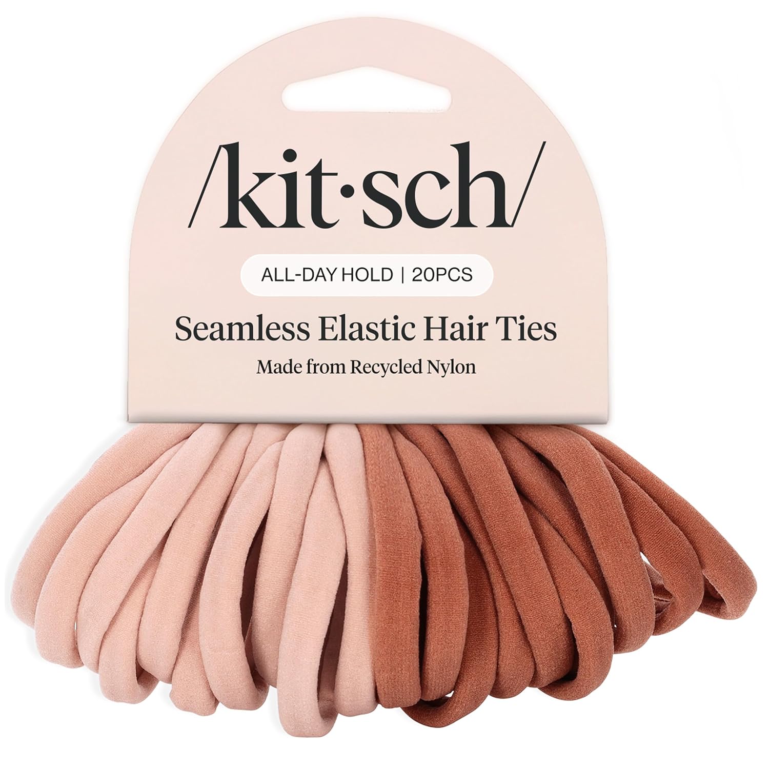 Kitsch Elastic Hair Ties No Damage | Stretchable Hair Bands - Blush 20pcs