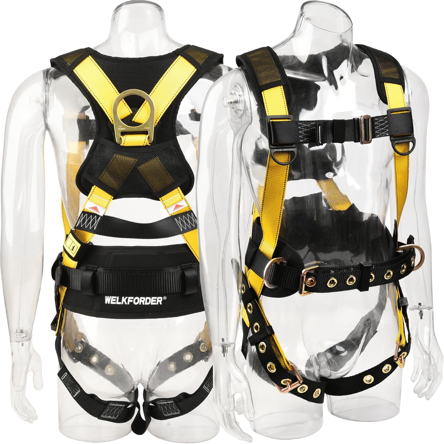 3D-Rings Industrial Fall Protection Safety Harness With Waist Tounge Buckle | Leg Tounge Buckles | Waist & Shoulder Pad Support CSA＆ANSI Compliant [3pt Adjustment]