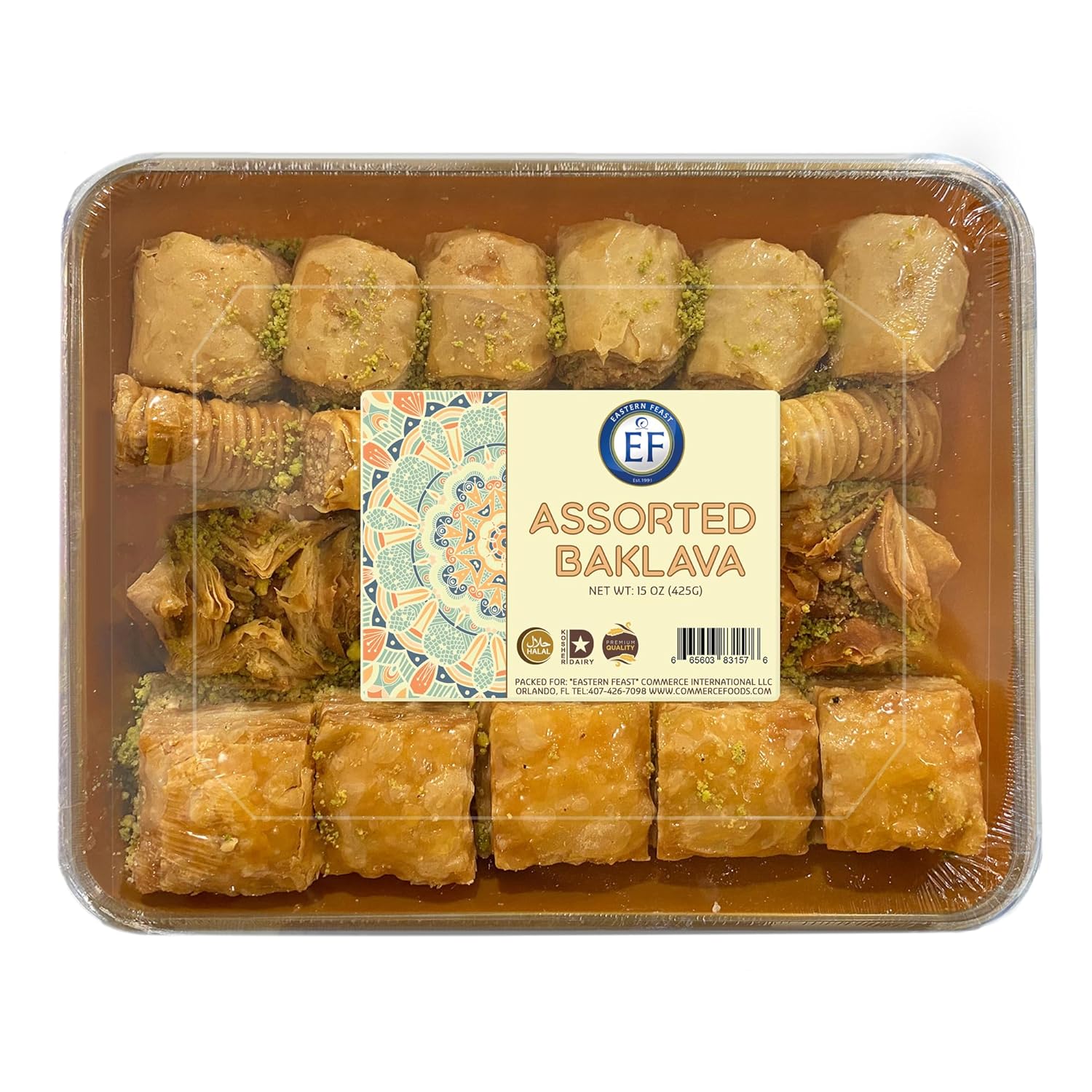 EF - Premium Assorted Baklava,15 OZ (425G), Halal, Kosher