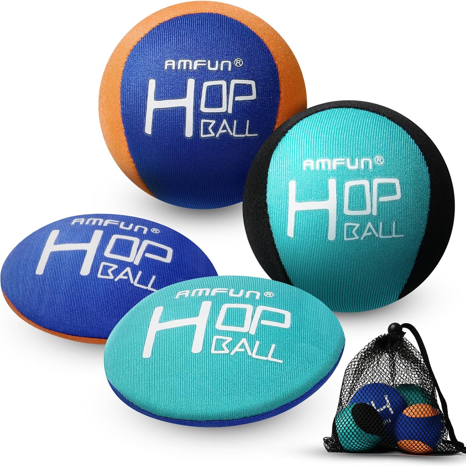 AMFUN Bouncing Ball - Funny Pool Toys with Net Storage Bag - Soft Quick-drying Water Jumping Balls for Pool & Beach