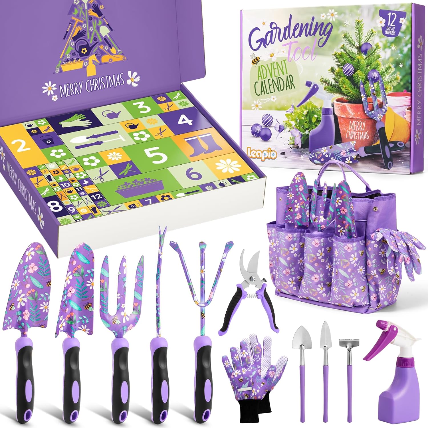 Gardening Christmas Advent Calendar for Adult Women Men 2025, 12 Days Gifts Garden Hand Tools Set with Storage Bag and Garden Gloves, Outdoor Plant Gardener Kit for Male Mom Dad Husband Wife Boyfriend