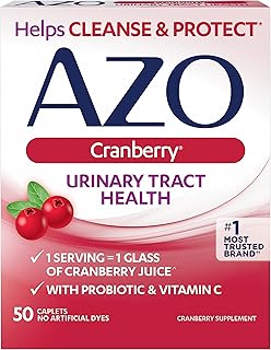 AZO Cranberry Urinary Tract Health Supplement, 1 Serving = 1 Glass of Cranberry Juice, Sugar Free Cranberry Pills, 50 Count