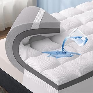 Bedsure 4.5" Memory Foam Mattress Topper Queen Size, Dual Layer 2.5" Gel Memory Foam & 2" Waterproof Mattress Pad, Deep Pocket Fits 8"-21" Mattresses, Cooling Pillow Top Cover, Medium Support