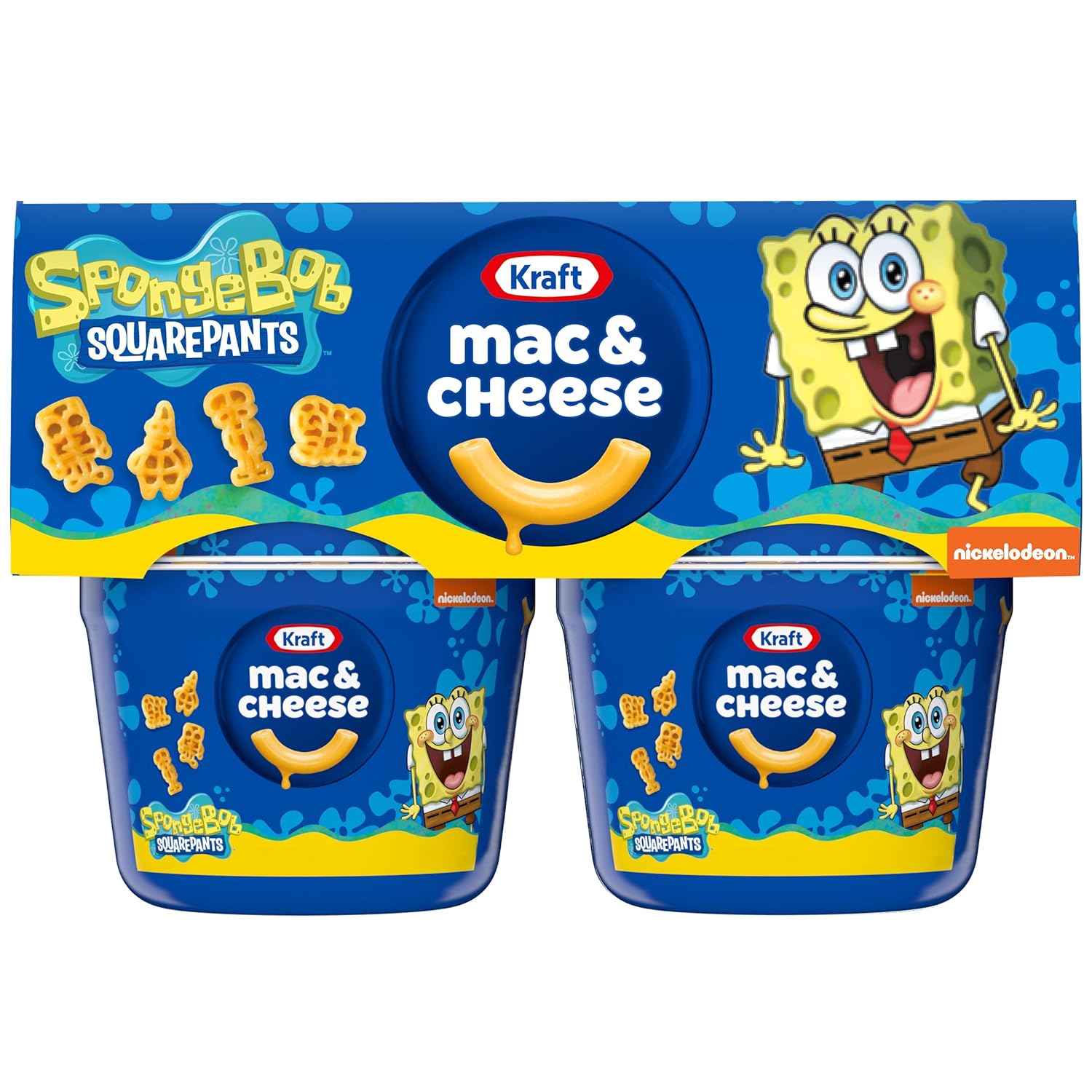 Kraft Mac & Cheese Cups Macaroni and Cheese Microwavable Dinner SpongeBob SquarePants, 4 ct Pack, 1.9 oz Cups