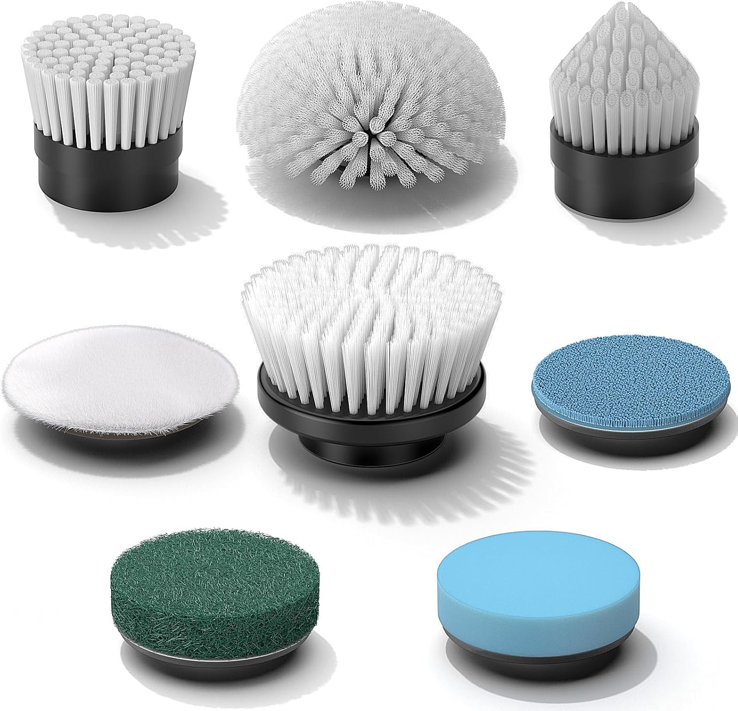 Replaceable Brush Heads Set,8 Pcs Set Suitable for Electric Spin Scrubber,Spin Brush Heads Replacement for Most Brands of ANS-8051A/8050 Cordless Shower Scrubber,for Home and Kitchen,Bathroom,Car
