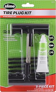 Slime 1034-A Tire Repair Reamer Plug Kit, Medium Heavy Duty Strings, T Handle Type and Plug Bond, 8 Piece Set