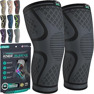Modvel Compression Knee Brace for Women & Men - 2 Pack Knee Brace for Women Running Knee Pain, Knee Support Compression Sleeve, Workout Sports Knee Braces for Meniscus Tear ACL & Arthritis Pain Relief