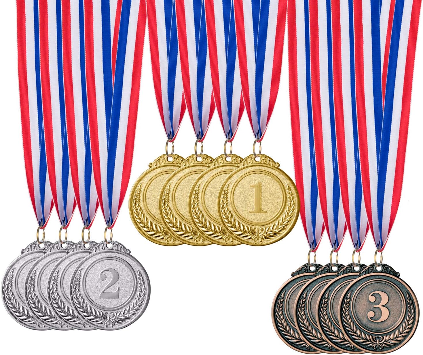 Favide 12 Pieces Gold Silver Bronze Award Medals-Winner Medals Gold Silver Bronze Prizes for Competitions, Party,Olympic Style, 2 Inches