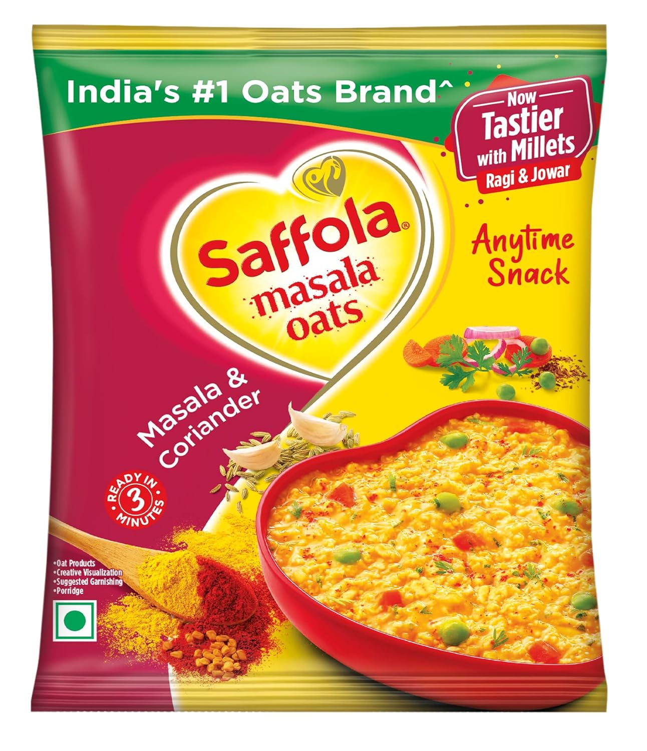 Saffola Masala Oats Masala and Coriander Oats 39 grams (1.37 oz) Vegetarian oatmeal India