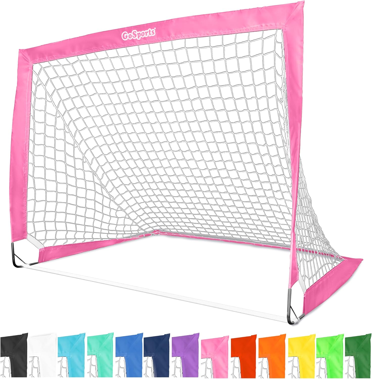 GoSports Portable Soccer Goals for Kids - 13 Color Options - Choose 4 x 3 ft or 6 x 4 ft - Team Tone Pop Up Nets for Backyard