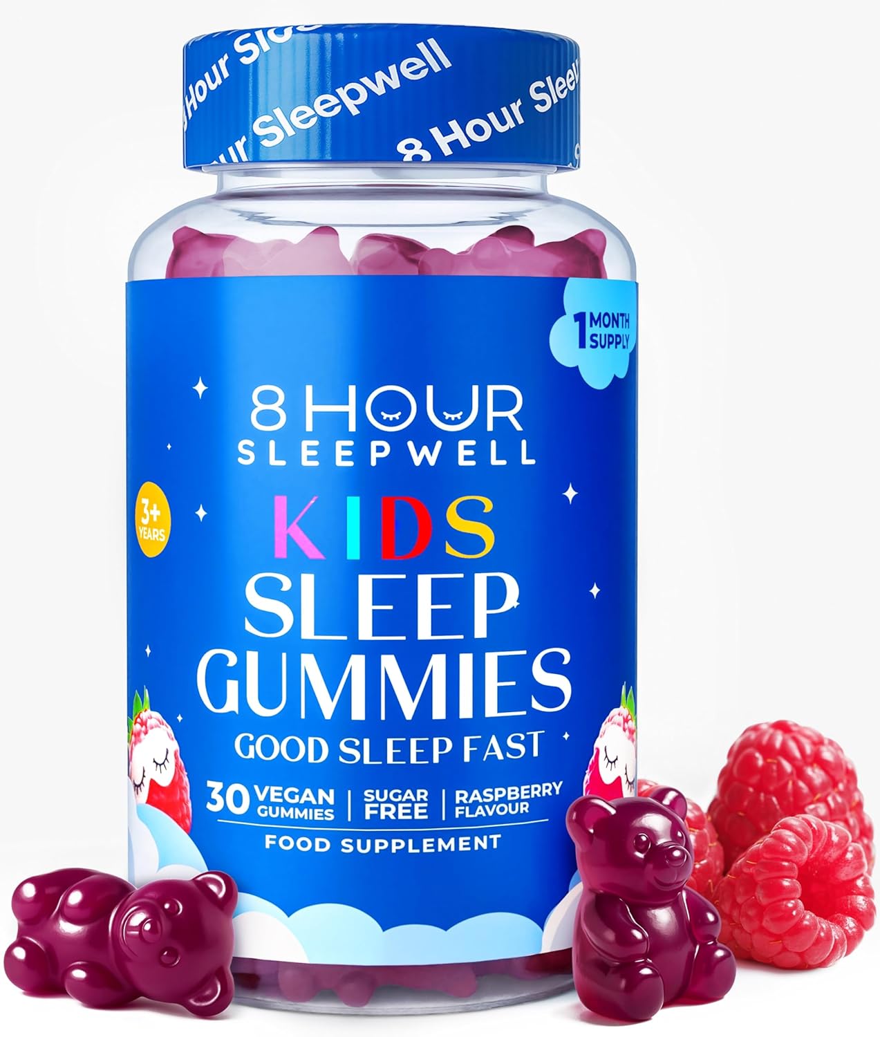 Sleep Gummies for Kids - Gluten-Free Gummies for Growth, Health, and Relaxation | 30 Vegan Gummies with Magnesium, L-Theanine, and Vitamin B6 | Perfect Daily Supplement for Kids 3+
