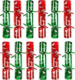 12 Pack Christmas No-snap Party Table Favors, Christmas themed Holiday Supplies with Party Hat, Joke & Little Gift Inside for Kids Adults Christmas Gift