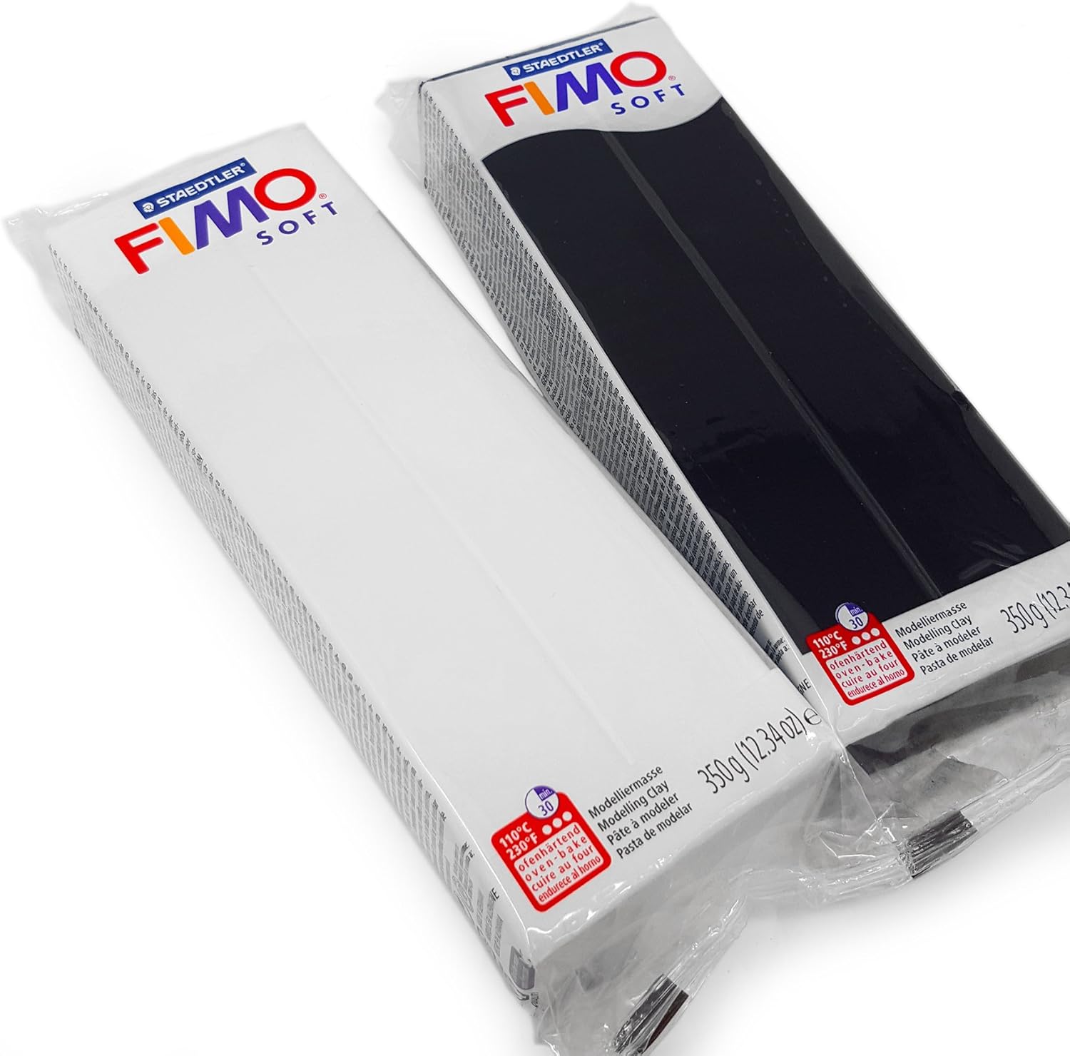 FIMO Soft 454g Polymer Modelling Clay - Oven Bake Clay - Black and White Set