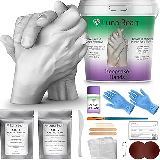 Luna Bean Hand Casting Kit – The Original Hand Mold Kit for Couples – Gifts for Mom, Mothers Day, Bridal Shower, Wedding, Anniversary for Women Men Boyfriend Girlfriend