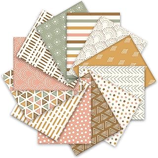 Whaline 12Pcs Boho Cotton Fabric Bundles 18 x 22 Inch Boho Rainbow Sun Printed Fat Quarters Colorful Boho Quilting Patchwork Squares Sewing Fabrics for DIY Handmade Crafting Home Party Decor