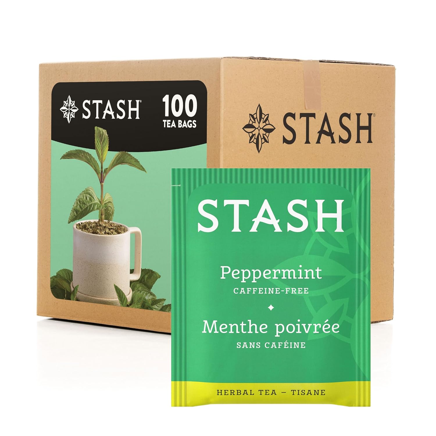 Stash Tea Peppermint Herbal Tea, Box of 100 Tea Bags