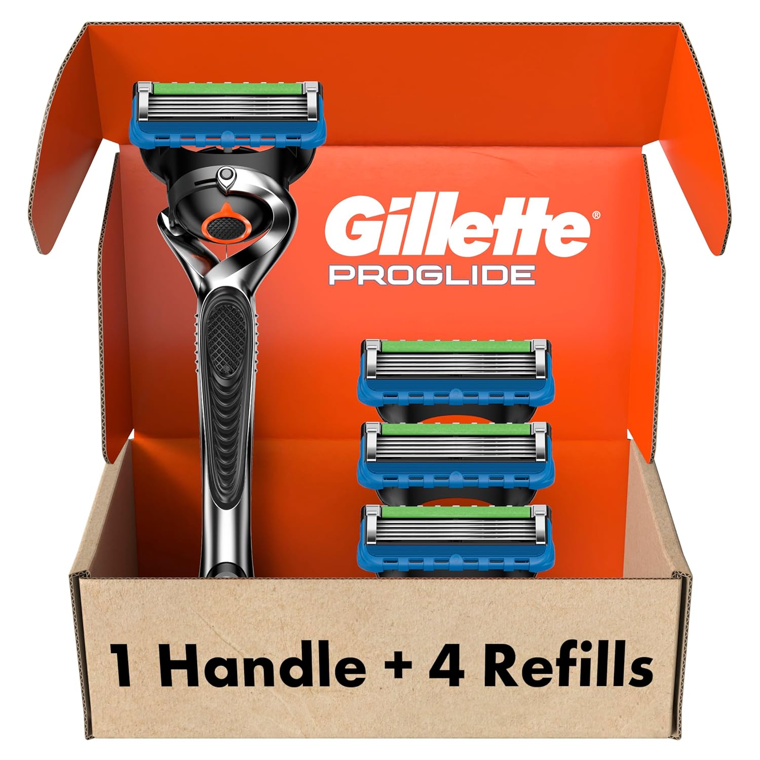 Gillette Fusion ProGlide Razors, Men 1 Gillette Razor, 4 Razor Blade Refills, Shields Against Skin Irritation