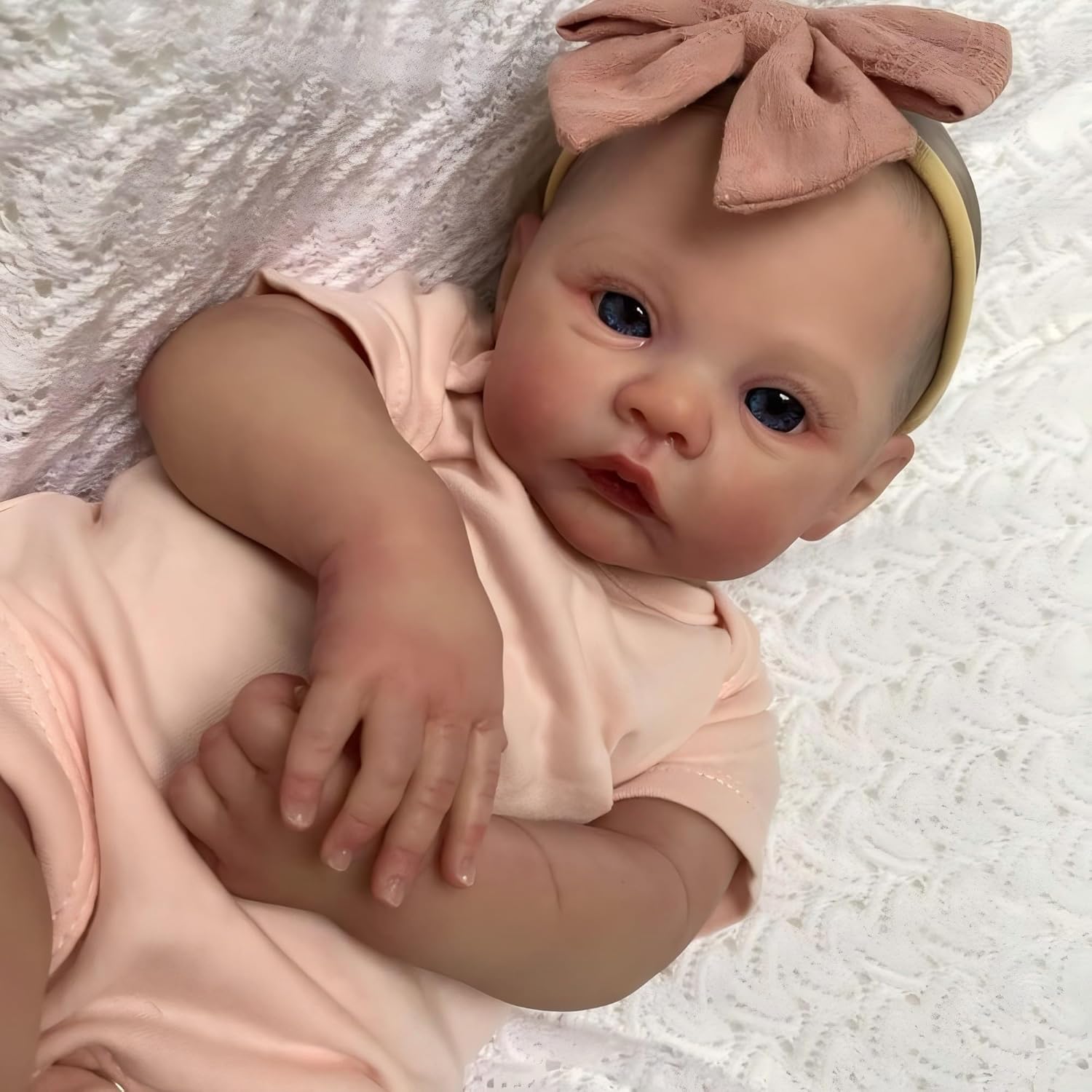 iCradle Lifelike Reborn Baby Dolls 19 Inch Realistic Newborn Baby Dolls Vinyl Girl Real Life Baby Doll Hand Painted Hair Toy for Kids Age 3+