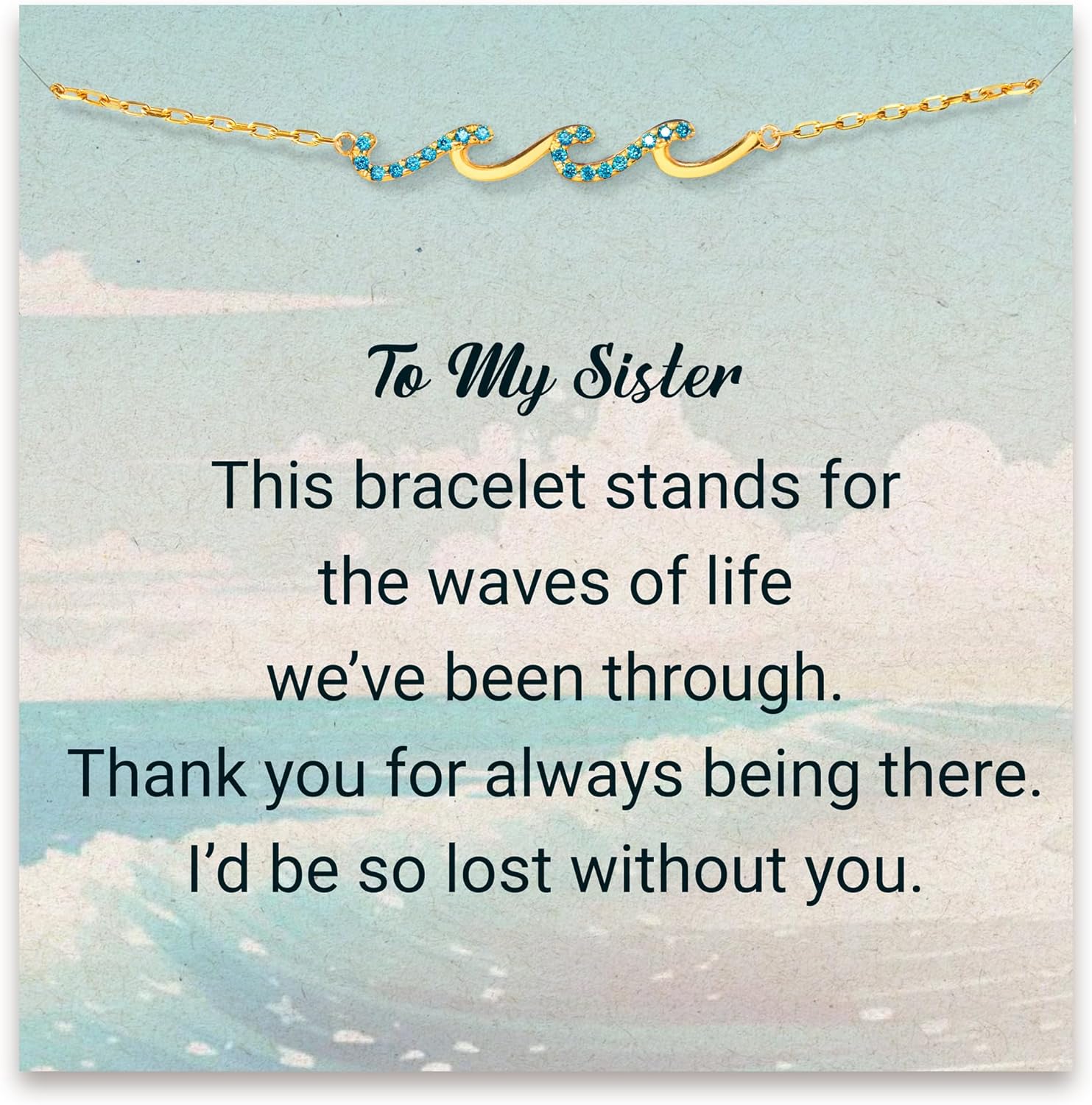STORYJEWELLERY Gifts for Sister, Mom Birthday Gifts, Sister Birthday Gifts, Sisters Gifts from Sister, Sister Wave Bracelet, Cross Bracelet, Christmas Gifts, Gifts for Granddaughter and Grandma