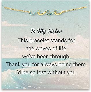 STORYJEWELLERY Gifts for Sister, Mom Birthday Gifts, Sister Birthday Gifts, Sisters Gifts from Sister, Sister Wave Bracelet, Cross Bracelet, Christmas Gifts, Gifts for Granddaughter and Grandma