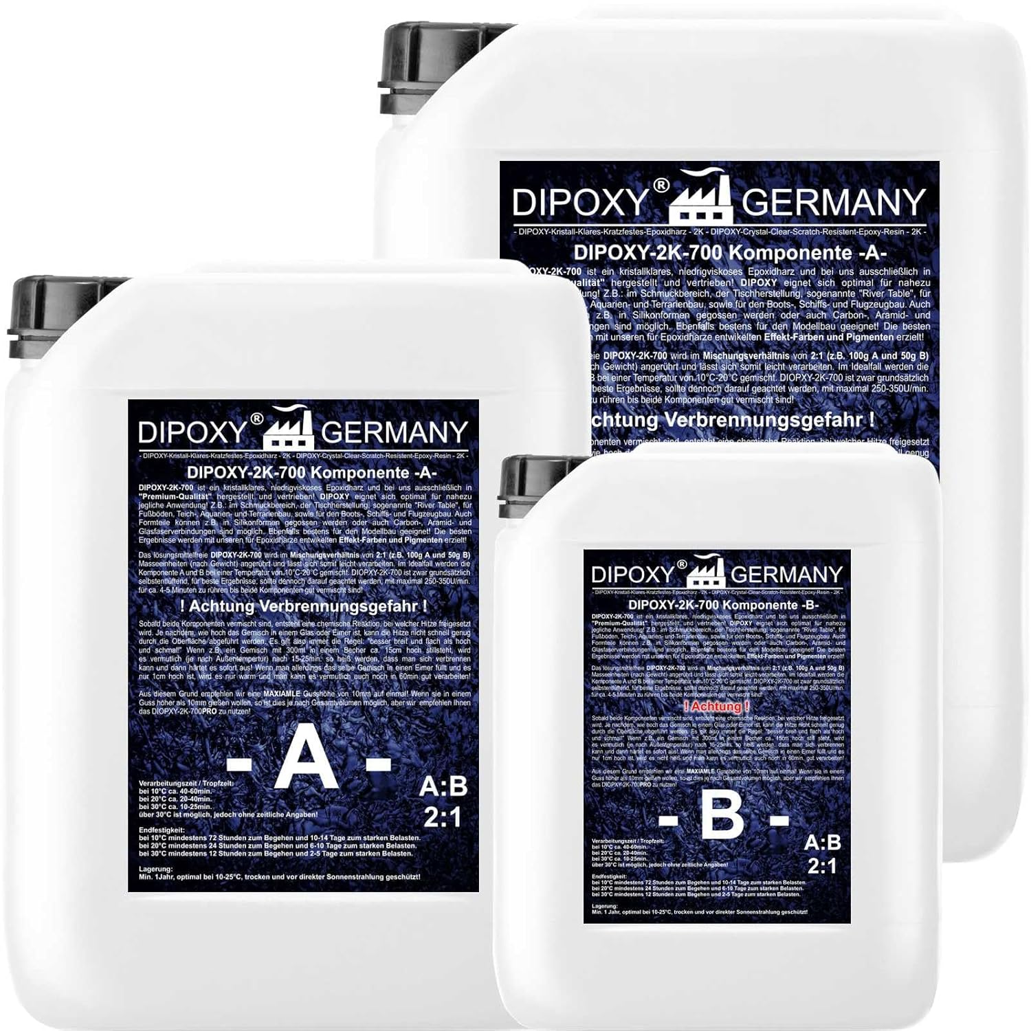 30kg DIPOXY-2K-700 Epoxy Resin and Hardener 2K EP Laminating Clear Cast UV res. DIPOXY-2K-700 Wooden Table Base Aquarium Terra Construction