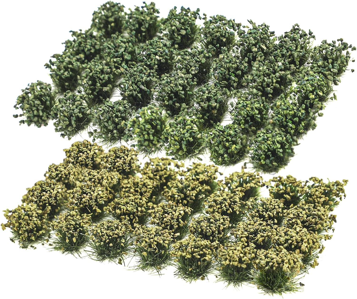 FOIMAS 56pcs Miniature Green Bushy Tufts Lowland Shrubs Tuft Terrain Model Static Scenery for DIY Craft Train Landscape Railroad Scenery Sand Military Layout Model War Gaming Terrain