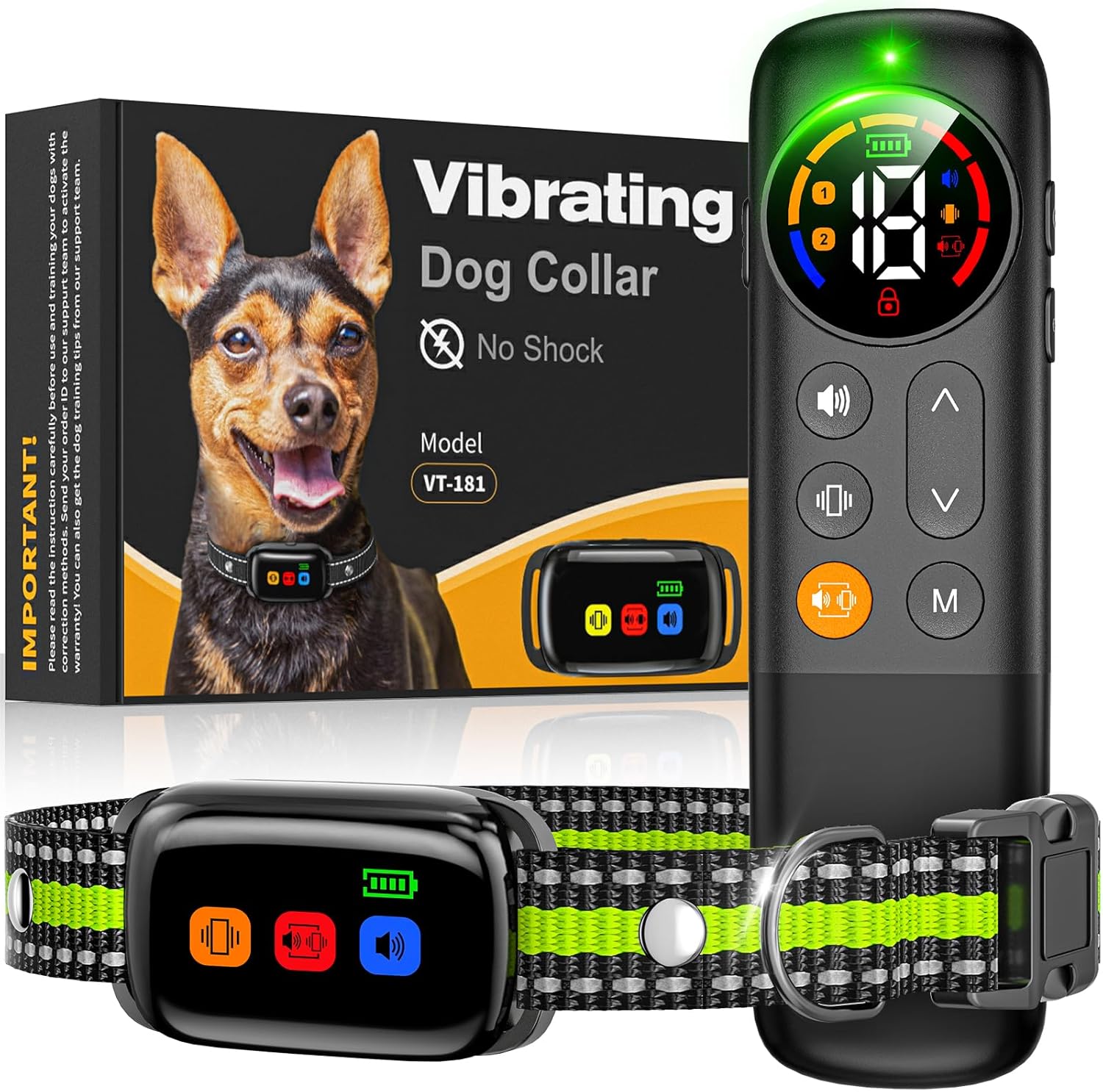 Dog Training Collar with Remote, Anti Bark Collar for 10-120lbs Small Medium Large Dogs, Waterproof | Safe Lock | 2000FT | Painless and Humane Collar to Stop Bad Behaviors