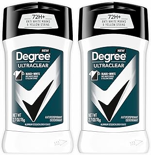 Degree Men UltraClear Antiperspirant Deodorant Black+White 2 Count 72-Hour Sweat & Odor Protection Antiperspirant For Men With MotionSense Technology 2.7 oz