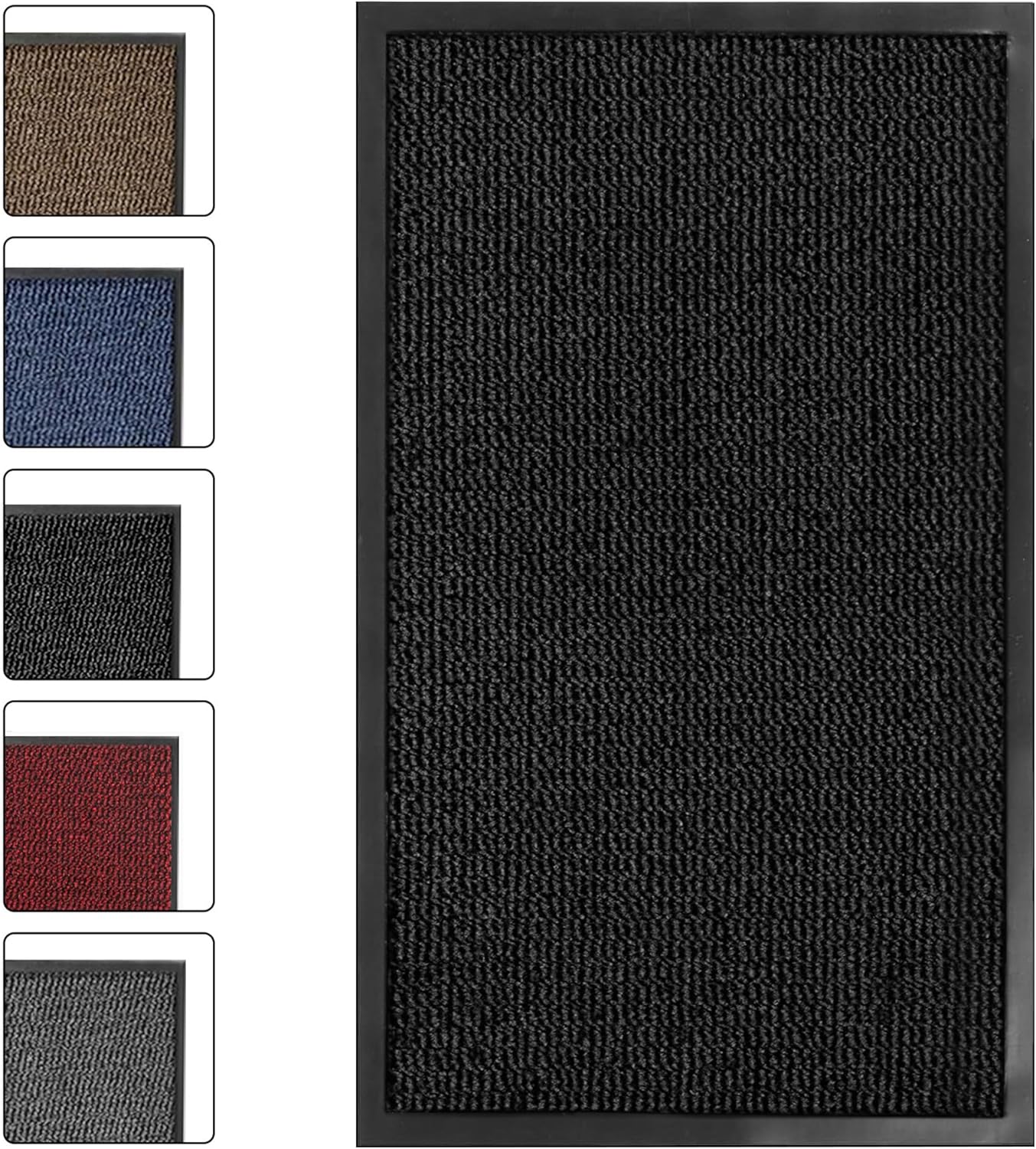 SG Traders Washable Door Mats- Non-Slip Rubber Backed Doormats Indoor & Outdoor - Highly Absorbent Door Mats, Floor Mat, Kitchen Mat, Perfect Dust Grabbing Doormats Dirt Trapper (40x60cm-Anthracite)