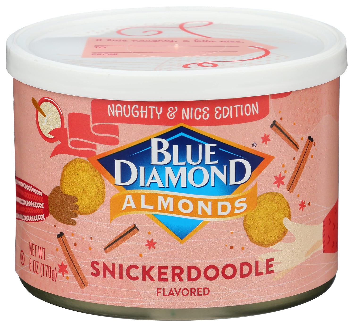 Blue Diamond Almonds, Snickerdoodle Holiday Snack Nuts, 6 oz Resealable Can