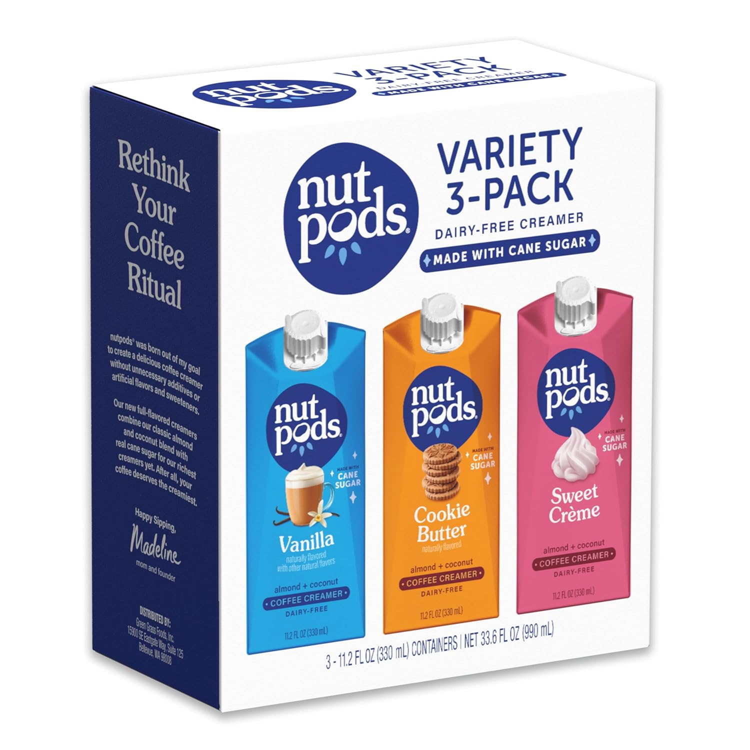 nutpods Variety Pack Coffee Creamer, Sweetened with Organic Cane Sugar, Made from Almonds and Coconuts, Gluten Free, Non-GMO, Vegan, Kosher (3-pack)