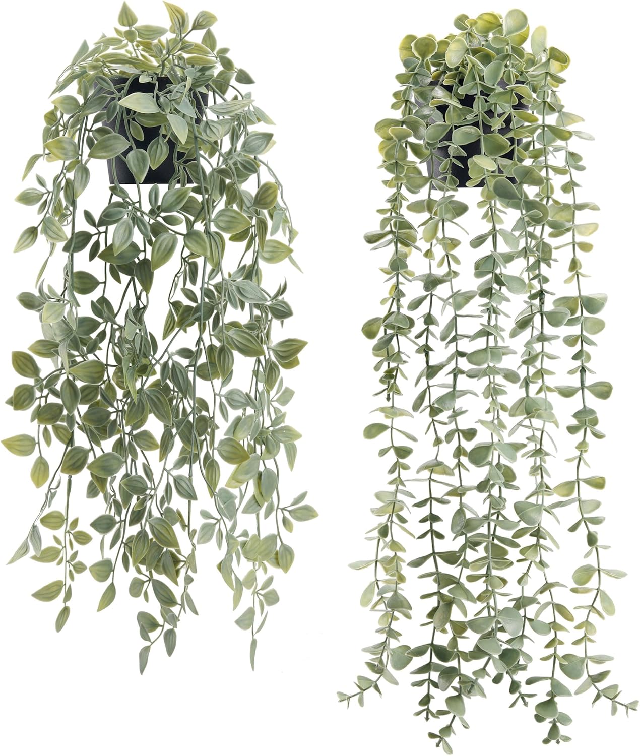 Der Rose Fake Plants Hanging Artificial Faux Plant Potted Eucalyptus Plants for Indoor Boho Bedroom Bathroom Home Wall Shelf Decor 2Pack