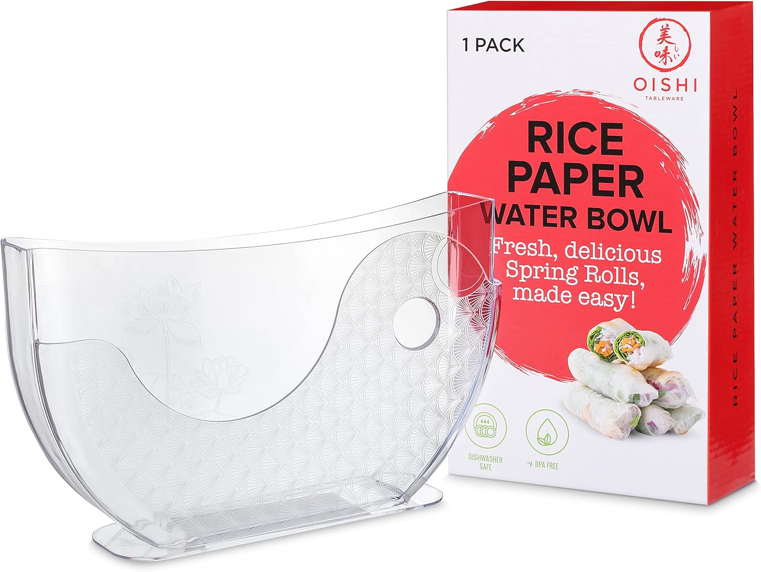 Oishi Tableware Rice Paper Water Bowl - Spring Roll Water Bowl, Rice Paper Holder for Rice Paper Wrappers for Spring Rolls, Summer Rolls, Vietnamese Summer Roll, Banh trang holder (1 Pack)
