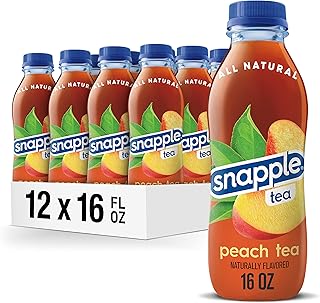 Snapple Peach Tea, 16 fl oz recycled plastic bottle, Pack of 12