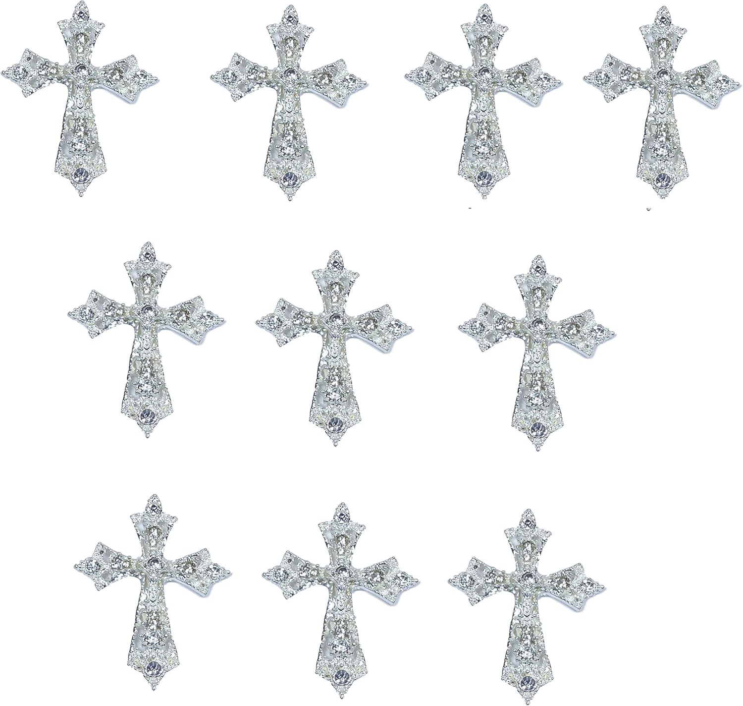 Syntego 10pcs Diamante Cross Embellishments – Flat Back | Grade A Sparkly Rhinestones | Card Making, Weddings, Scrapbooking