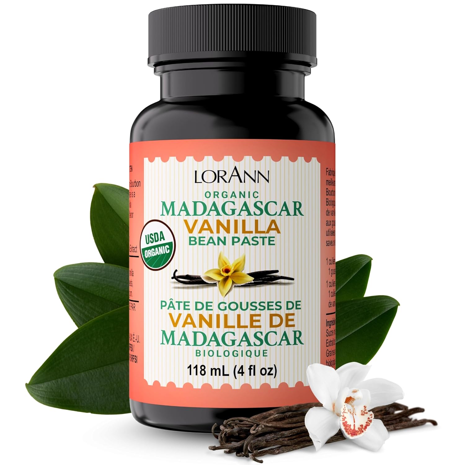 LorAnn Organic Madagascar Vanilla Bean Paste, 4 Ounce
