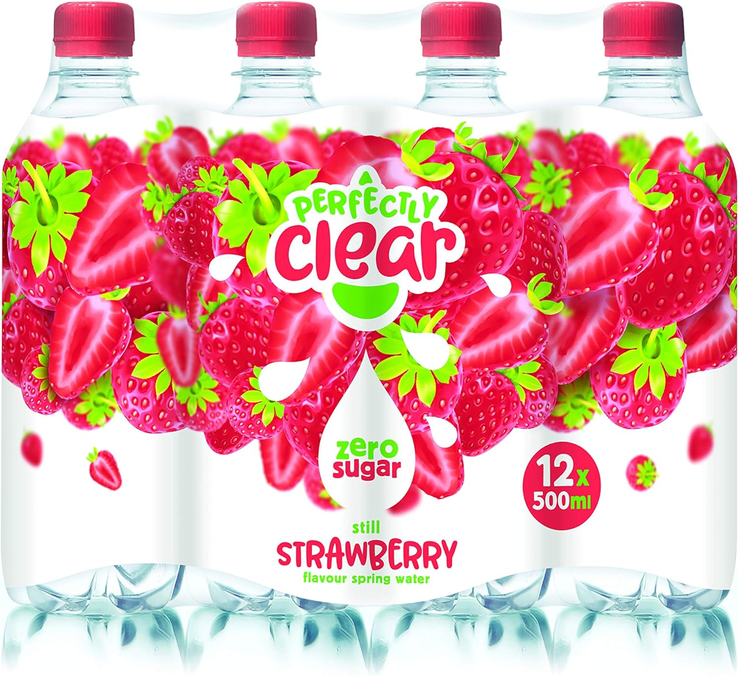 Perfectly Clear Strawberry Flavoured Water Multipack - Sugar free Strawberry Flavoured Bottled water - 12 x 500ml bottles
