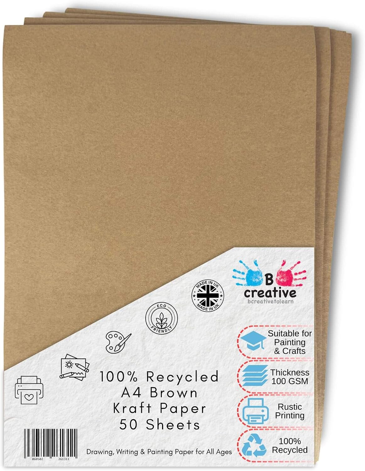 BCreative A4 Kraft Paper 100gsm 50 Sheets Recycled Printer Paper
