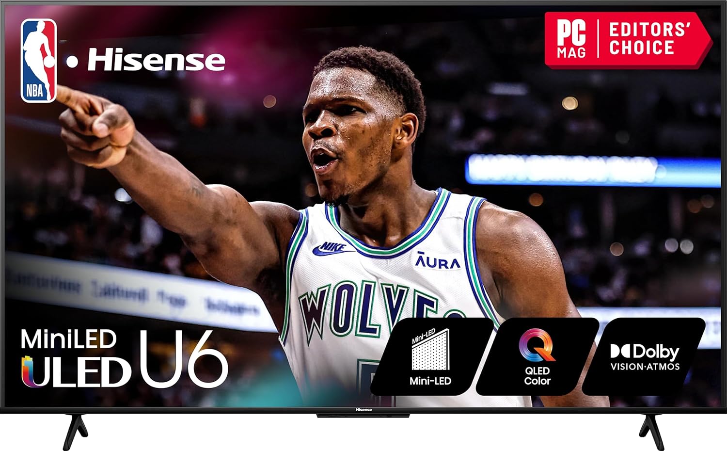 Hisense 85-Inch Class U6 Series Mini-LED ULED 4K UHD Google Smart TV (85U6N, 2024 Model) - QLED, Motion Rate 240, HDR 10+, Full Array Local Dimming, Game Mode Plus, Alexa Compatibility