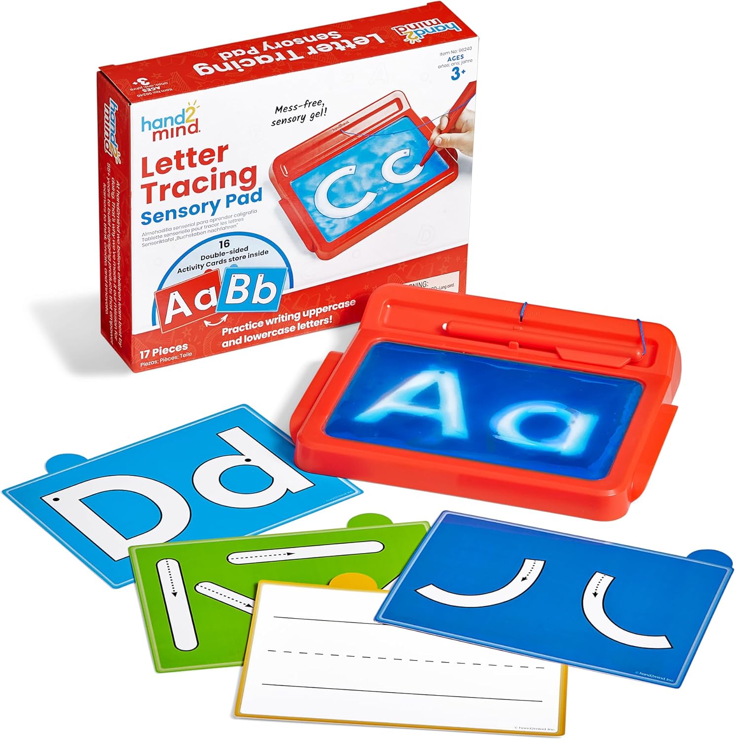 Learning Resources Letter Tracing Sensory Pad Age 3+, Letter Tracing for Kids 3-5, Wipe-Clean Handwriting Practice Activity Set with Stylus