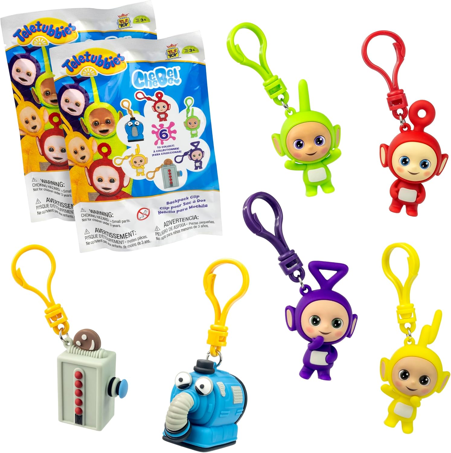 Teletubbies 2-Pack Mystery Blind Bag 2-inch CheeBee Keychain/Backpack/Clip on Figures, Six to Collect by TLS Toy